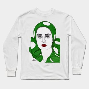 Girl with a Green Scarf Long Sleeve T-Shirt